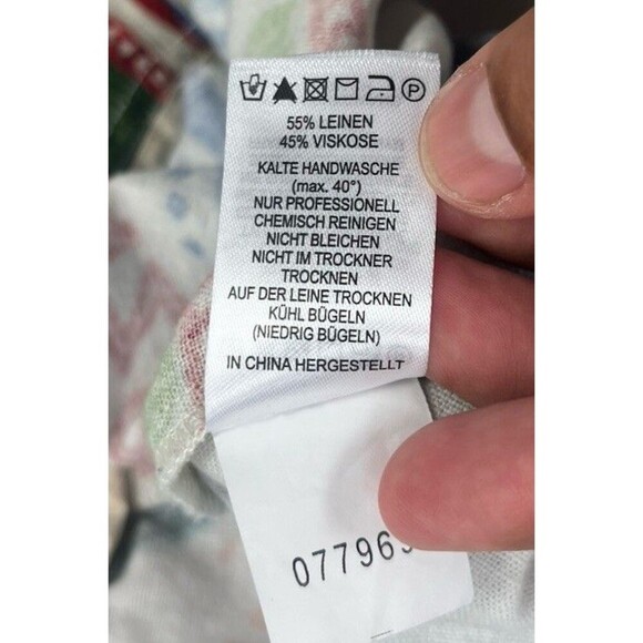 Rachel Zoe Linen Pants Women’s Size M Wide Leg Colorful Tropical Fruit Beach - Picture 6 of 6